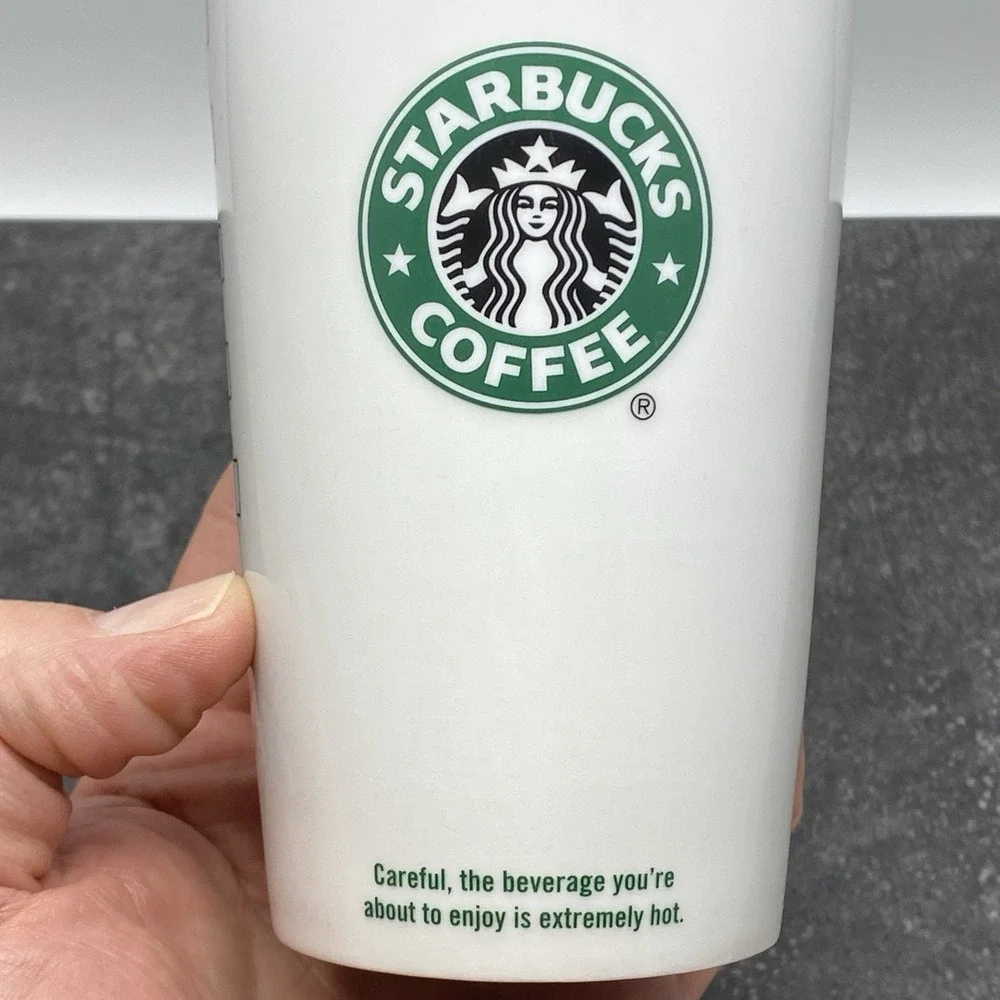 2009 Starbucks Coffee Old Logo Ceramic To Go Cup Tumbler Travel Mug Locking Lid